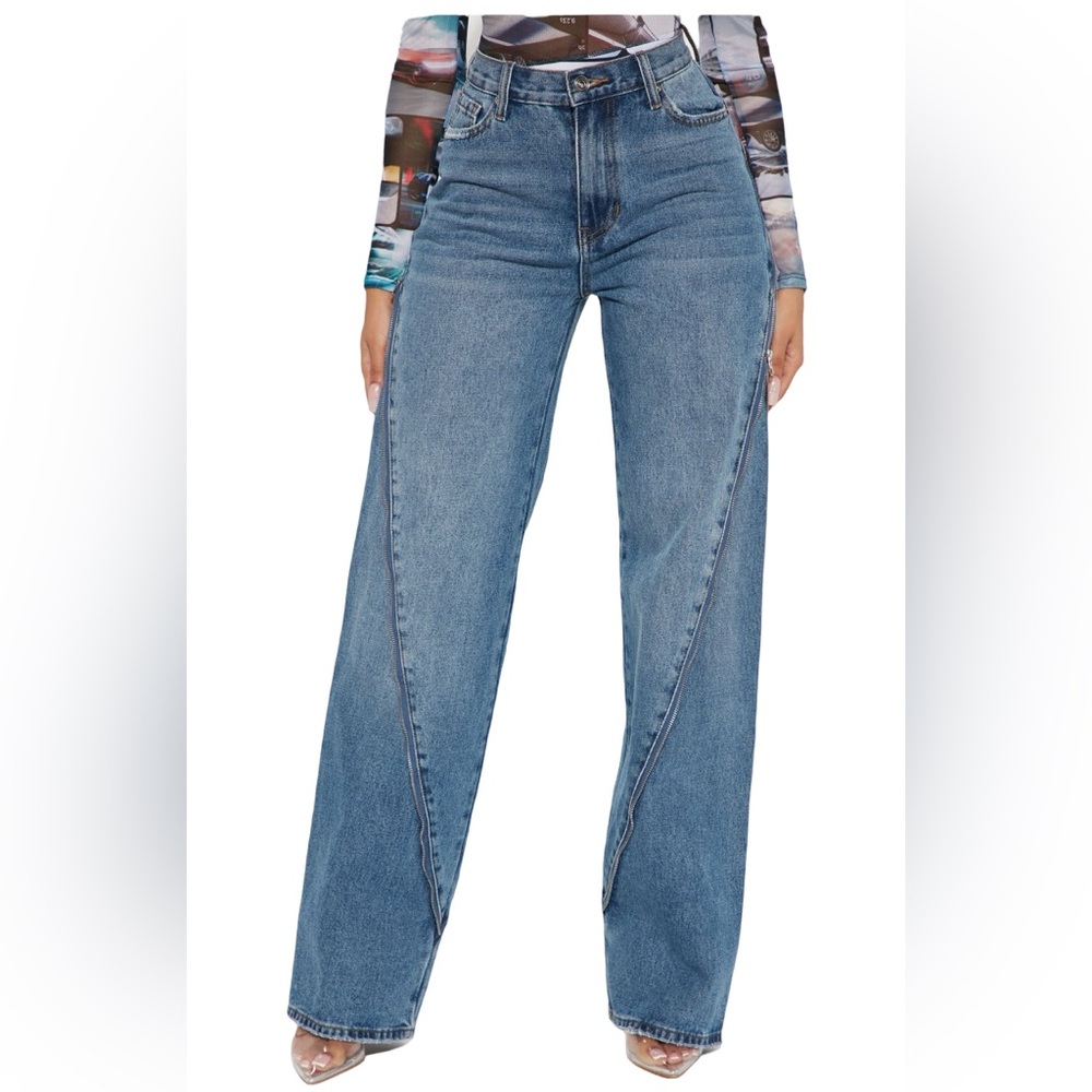 Fashion Nova Zip Me Up Wide Leg Jeans